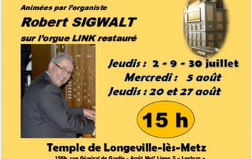 Estivales de l’orgue au Temple de Longeville-lès-Metz